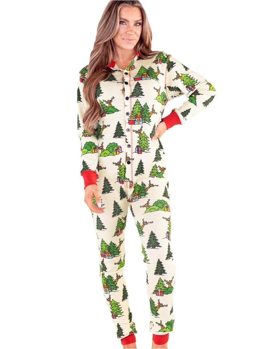 Lazy One No Peeking Reindeer Adult Onesie Flapjack Holiday Christmas Cozy XL